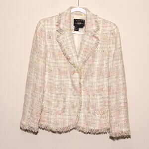 Tailor B. Moss Linen Blend Tweed Blazer Jacket Size 10